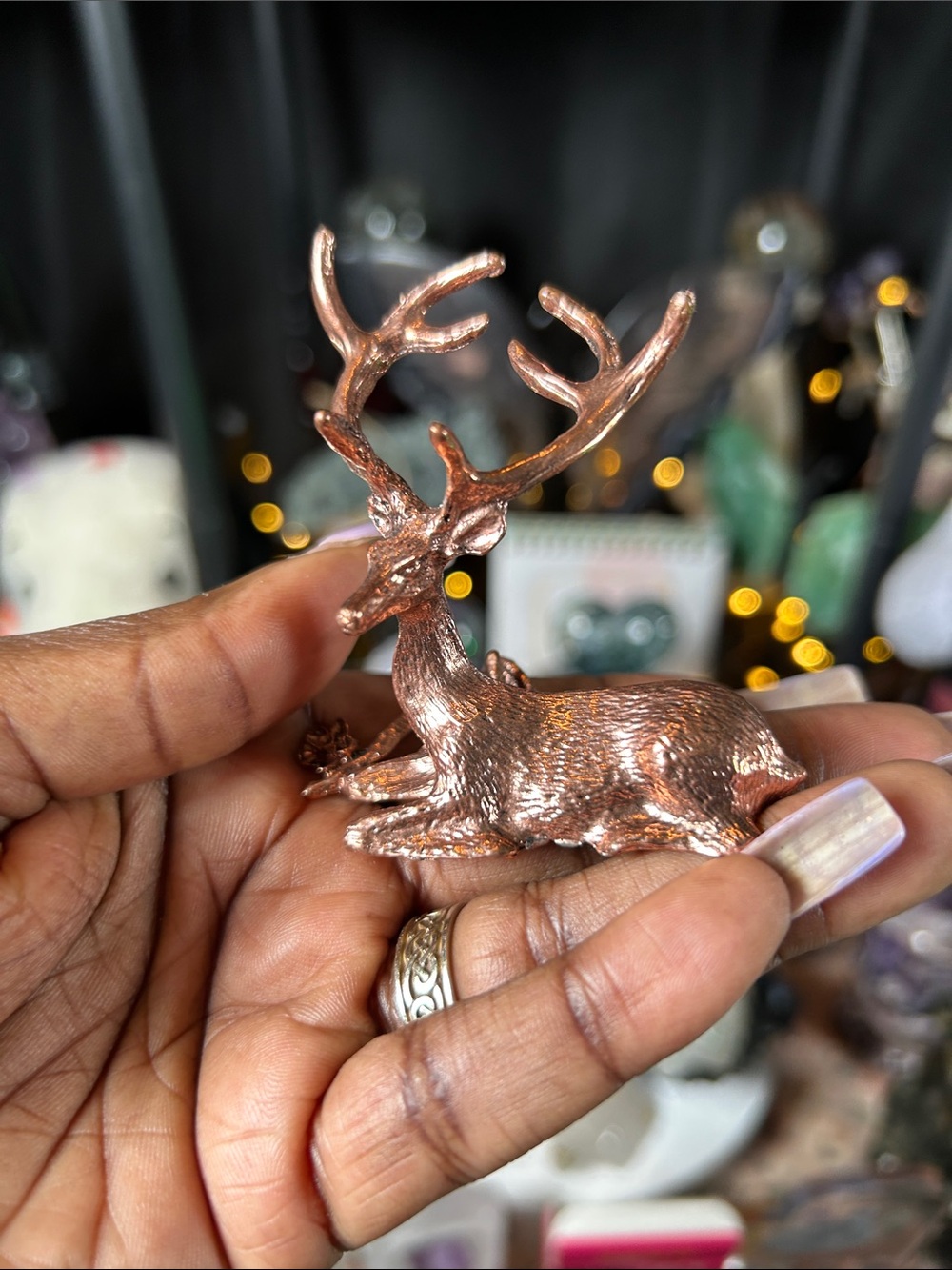Deer Holder Small Crystals Rocks Precious Gem Sphere Stand - Rose Gold